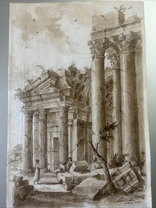 View Of Classical Ruins With Figures, Architectural Caprices 18th Century. - Picture 1 of 15