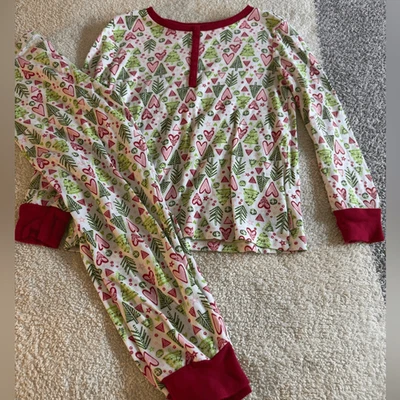 American Girl Bejama Girls Size 8 set Holidays Hearts and Pines Cotton - Image 1 of 4