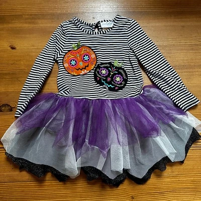 Emily Rose black white striped halloween long sleeve tutu dress SIZE 4T - Image 1 of 4