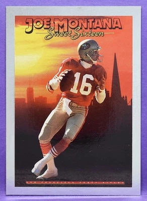 Tarjeta póster Joe Montana 49ers 1992 SkyBox Prime Time fútbol Sweet Sixteen #M06 Foto 1 de 2