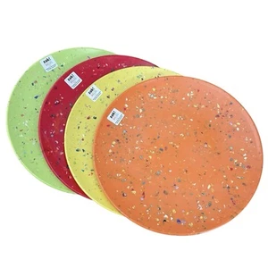 4 ZAK Melamine Red Yellow Orange Green Confetti Dinner Plates 11" BPA Free NEW - Picture 1 of 13