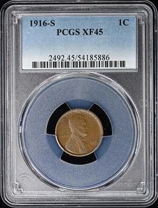 1916-S 1C Lincoln Cent - Type 1 Wheat Reverse PCGS XF45BN - Picture 1 of 4