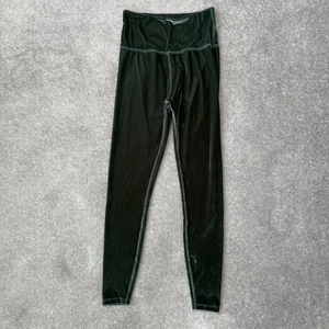 Beyond Yoga Pants Womens Medium Dark Green Velvet High Rise Leggings Made USA - Picture 1 of 12