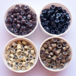 100 Microring Connettori Silicone FODERATO Capelli Extension 5 mm top profession - Imagen 1 de 5