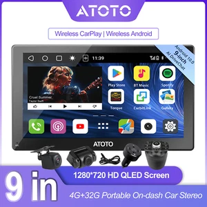 9" Portable Car Stereo Wireless Bluetooth Carplay Android Auto GPS Radio MP3 - Picture 1 of 20