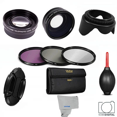 62MM HD WIDE ANGLE MACRO LENS + TELEPHOTO ZOOM LENS + FILTER KIT FOR LUMIX DC-G9 - Image 1 of 4