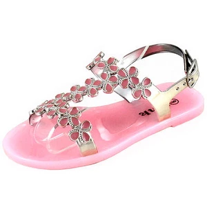 New girl's kids jelly sandals pink buckle closure casual open toe summer beach - Picture 1 of 10