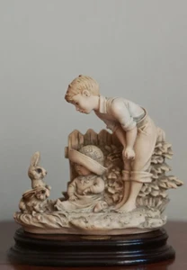Giuseppe Armani Figurine Children Rabbits 0264T Sculpture Capodimonte Florence - Picture 1 of 9