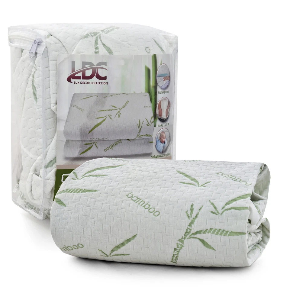 Protector de colchón de bambú impermeable hipoalergénico transpirable fundas de cama ajustables Foto 1 de 4