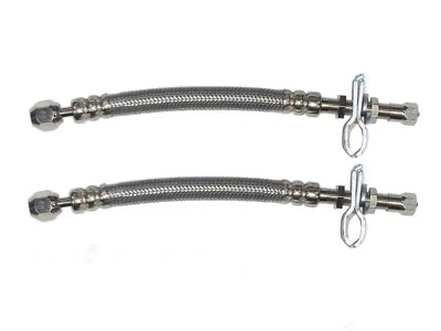 2 STEEL DUAL WHEEL VALVE STEM EXTENDER EXTENSION 9IN STEEL BRAIDED HOSES  - Image 1 of 3