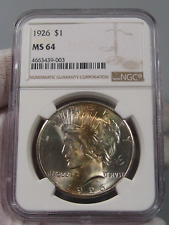 BU 1926 Silver PEACE Dollar NGC MS64 - TONING.  #3
