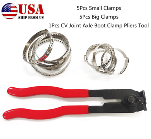 10 Pcs Universal Adjustable Axle CV Joint Boot Crimp Clamps W/ Clamp Pliers Tool