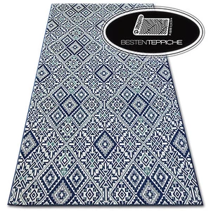 Moderne SISAL Teppich "COLOR" Blau Flach webart Quadrate Diamanten Platte - Bild 1 von 8
