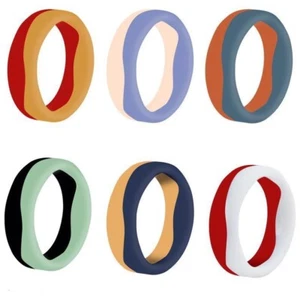 Women Silicone Wedding Rings - Dual Colour for Sports, Gym, Crossfit, Running - Picture 1 of 32