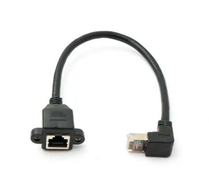 LAN Kabel 30 cm 8P8C Stecker zu Buchse Winkel Schraube Adapter in Schwarz - Afbeelding 1 van 4