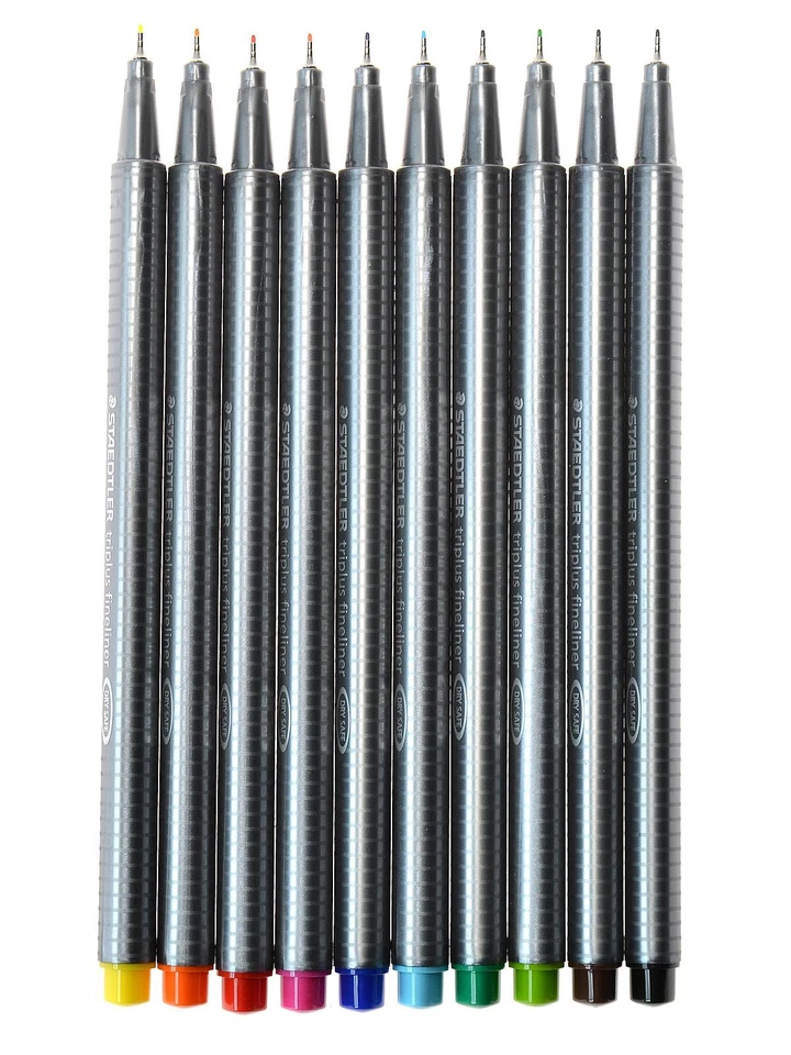 Staedtler Triplus Fineliner Pens Set of 10pc 10 Colors 0.3mm Porous Point