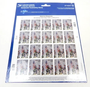 USPS America Responds 911 Heroes USA 20 Stamp Sheet Shrink Wrapped NEW 45 Cent - Picture 1 of 2