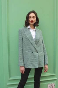 Chaqueta La Jaquette Louise en Verde Almendra Cuadros Giverny Talla 38/6 $380 París - Imagen 1 de 6
