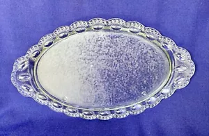 Perlen Klarglas Waschtisch Kommode Tablett Servieren L E Smith Vintage 14 x 8,5 oval - Bild 1 von 7
