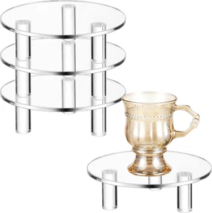3 Pcs 4 Inch Round Acrylic Risers Display Stands Small Clear Round Acrylic Di... - Picture 1 of 12