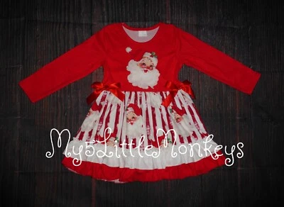 NEW Boutique Christmas Santa Girls Long Sleeve Ruffle Dress - Image 1 of 3