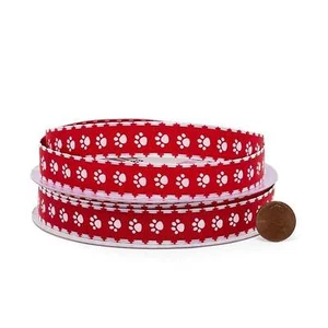 Red and White Paw Print Grosgrain Ribbon - 5/8in. x 25 Yds (pm56154903) - Picture 1 of 1