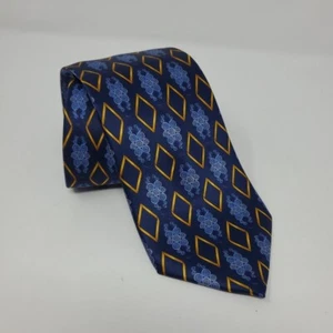 Lanvin Paris 100% Silk Tie Blue w/Gold Accents Luxury Vintage - Picture 1 of 7