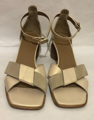 M. Gemi | Золотой тканый узел замша и кожа сложенный каблук квадратный носок eu 40 - Изображение 1 из 4