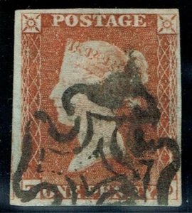 1841 1d Red-Brown Black Plate 8 TD 4m STATE TWO Black MX Ex Statham VGU Cat.£375 - Picture 1 of 1