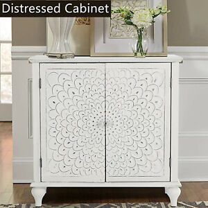 Buffet & Sideboard Accent Cabinet Storage Distressed China Cabinet with 2 Doors