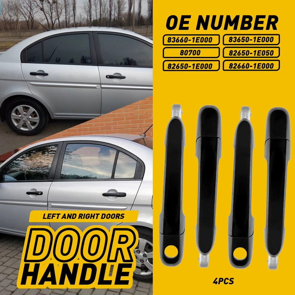 Juego de manijas de puerta exterior trasera para Hyundai Accent 2006-11 negro imprimado LH RH H Foto 1 de 1