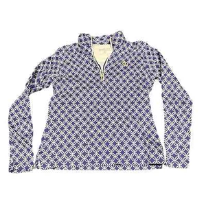 Peter Millar womens printed pattern quarter zip purple golf cotton small - Picture 1 of 7