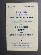 1958 Porsche 356-A AFN Ltd. Dealer Price Sheet, Brochure Prospekt - RARE L@@K