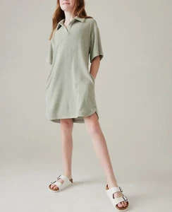 Athleta Girl's Green Short Sleeve Side Pockets Jump In Terry Dress Sz L (12) - Picture 1 of 5