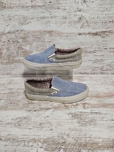 Vans Chambray Blu Grigio Slip On Unisex Uomo 5 5 Donna 7
