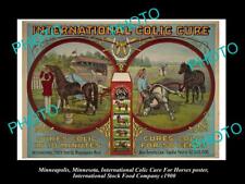 OLD 8x6 PHOTO OF MINNEAPOLIS FOOD Co POSTER HORSE MEDICINE COLIC CURE 1900 2