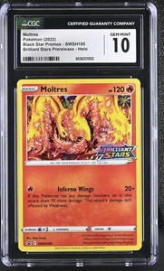 GEM MINT 10 CGC Moltres SWSH185 SWSH: Sword & Shield Stamped Promo Card Holo - Picture 1 of 2