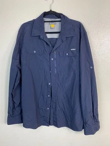 Camicia uomo Eddie Bauer Travex ventilata manica lunga con bottoni XL blu nylon escursionismo - Foto 1 di 15