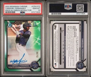 2022 Bowman Chrome Yanquiel Fernandez Auto Green Refractor 1st #48/99 PSA 10 - Bild 1 von 3