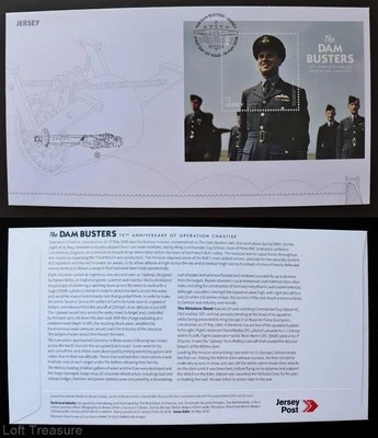 Jersey Stamps: "Dam Busters" First Day Cover £3.00 Miniature Sheet 2018 - Image 1 of 3