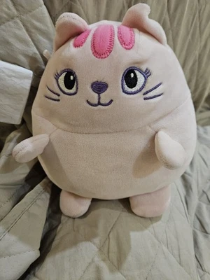 Animal Adventure Plush Pink Cat Round Squishy Embroidered Eyes 8" - Image 1 of 4