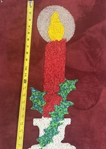 23" große rote Weihnachtskerze ~ Vintage geschmolzene Kunststoff Popcorn Plakette SELTEN - Bild 1 von 17