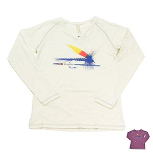 AvidMax Fly Fishing Women's CO Painted Trout Fly Long Sleeve Combed Cotton Tee - Picture 1 of 3
