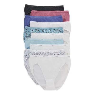 Hanes 100% Cotton High Cut Brief Panties Women's US Size 7/L New 10 Pack - Image 1 of 4