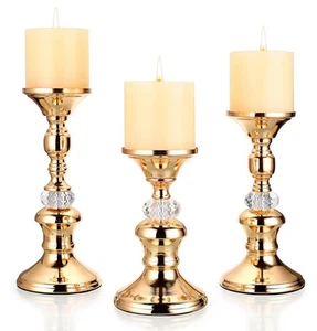3er Set Rosegold & Kristall Stumpenkerzenhalter, Luxus, Hochzeiten TOLLES GESCHENK! - Bild 1 von 8