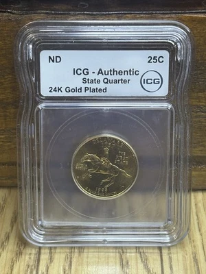 1999-P Washington State Quarter Delaware 24kt Gold Plated ICG - Authentic - Image 1 of 2