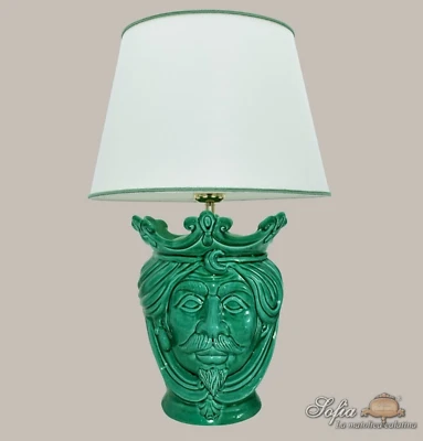 Bedside Lamp Table Moor's Head Man Abatjour Ceramic Abat Jour - Image 1 of 4