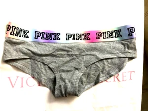 Victoria's Secret Hipster-Höschen pink Baumwolle Logo Block hellgrau M neu mit Etikett - Bild 1 von 3