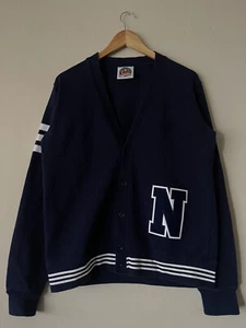 Vintage Barbarian Rugby Wear Men’s Size L Cardigan Collegiate Striped - Picture 1 of 5
