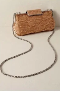 BHLDN Adrianna Papell Nanette Beaded Small Bronze Clutch Purse MSRP $114 - Picture 1 of 3